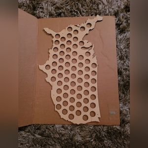 NEW USA Beer Cap Map with Glossy Birch Finish